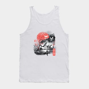 Japanese Cat Watercolor Tank Top